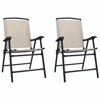 Tuinstoelen inklapbaar 2 st textileen cr&egrave;me 1