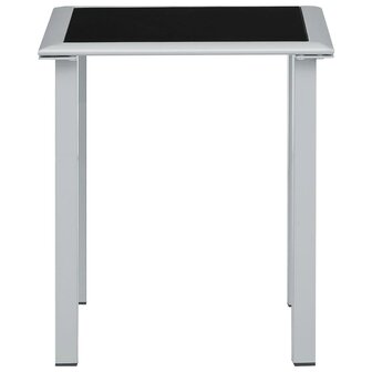 Tuintafel 41x41x45 cm staal en glas zwart en zilverkleurig 2