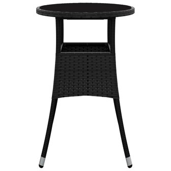 Tuintafel &Oslash;60x75 cm gehard glas en poly rattan zwart 3