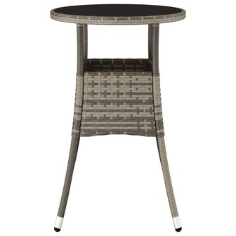 Tuintafel &Oslash;60x75 cm gehard glas en poly rattan grijs 3