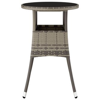 Tuintafel &Oslash;60x75 cm gehard glas en poly rattan grijs 4