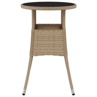 Tuintafel &Oslash;60x75 cm gehard glas en poly rattan beige 3