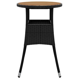 Tuintafel &Oslash;60x75 cm acaciahout en poly rattan zwart 3