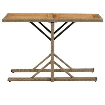 Tuintafel massief acaciahout en poly rattan beige 2