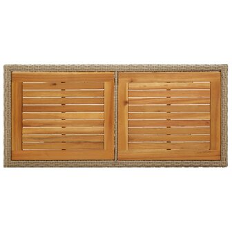 Tuintafel massief acaciahout en poly rattan beige 4