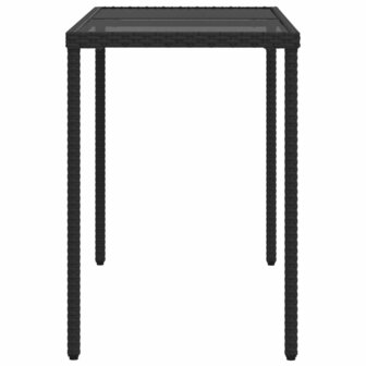 Tuintafel met glazen blad 115x54x74 cm poly rattan zwart 5