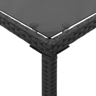 Tuintafel met glazen blad 115x54x74 cm poly rattan zwart 8