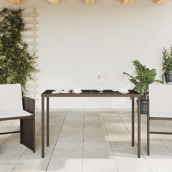 Tuintafel met glazen blad 115x54x74 cm poly rattan bruin 3