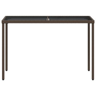 Tuintafel met glazen blad 115x54x74 cm poly rattan bruin 4