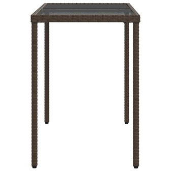 Tuintafel met glazen blad 115x54x74 cm poly rattan bruin 5