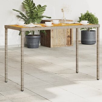 Tuintafel met acaciahouten blad 115x54x74 cm poly rattan grijs 1
