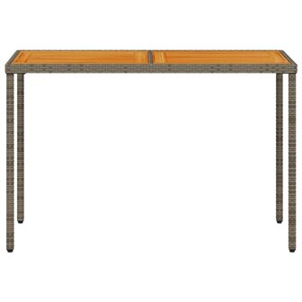 Tuintafel met acaciahouten blad 115x54x74 cm poly rattan grijs 4