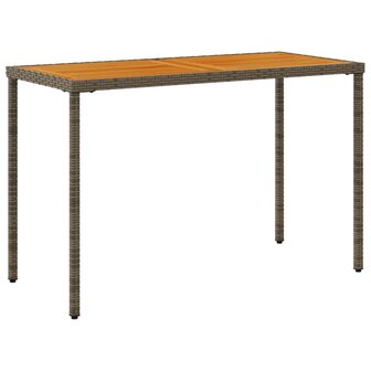 Tuintafel met acaciahouten blad 115x54x74 cm poly rattan grijs 6