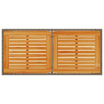 Tuintafel met acaciahouten blad 115x54x74 cm poly rattan grijs 7