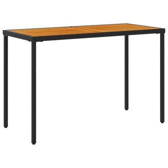 Tuintafel met acaciahouten blad 115x54x74 cm poly rattan zwart 6