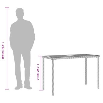 Tuintafel met acaciahouten blad 115x54x74 cm poly rattan zwart 9