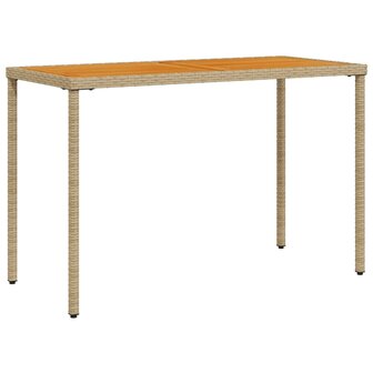 Tuintafel met acaciahouten blad 115x54x74 cm poly rattan beige 2