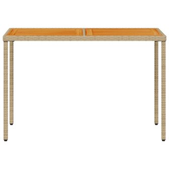 Tuintafel met acaciahouten blad 115x54x74 cm poly rattan beige 4