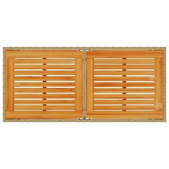 Tuintafel met acaciahouten blad 115x54x74 cm poly rattan beige 7