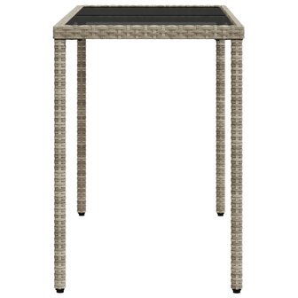 Tuintafel met glazen blad 115x54x74 cm poly rattan lichtgrijs 5