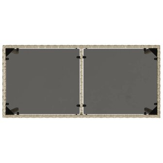 Tuintafel met glazen blad 115x54x74 cm poly rattan lichtgrijs 7