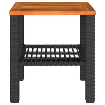 Tuintafel 40x40x42 cm poly rattan en acaciahout zwart 4