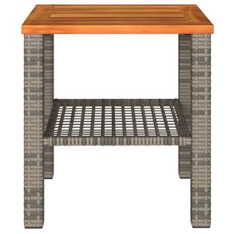 Tuintafel 40x40x42 cm poly rattan en acaciahout grijs 4