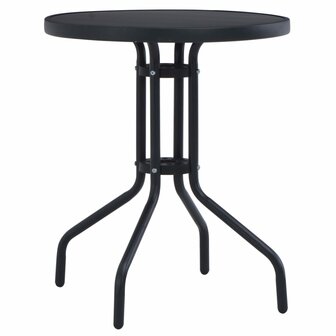 Tuintafel 60 cm staal en glas zwart 1