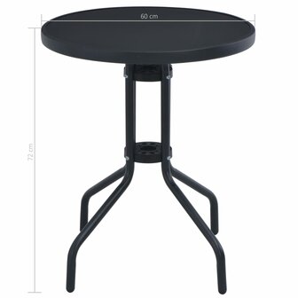 Tuintafel 60 cm staal en glas zwart 4