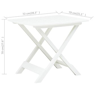 Tuintafel inklapbaar 79x72x70 cm kunststof wit  6