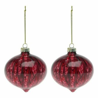 Kerstballen (2 pcs) 112490 Bruin Rood 8 cm (2 Stuks) 1