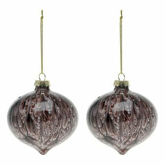 Kerstballen (2 pcs) 112490 Bruin Rood 8 cm (2 Stuks) 2