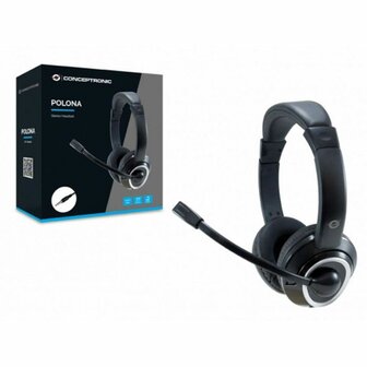 Hoofdtelefoon met microfoon Conceptronic POLONA02B Zwart 2