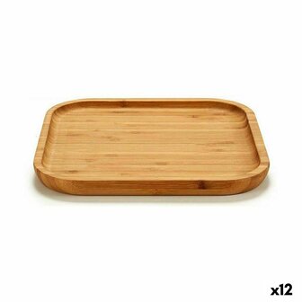 Snackdienblad Vierkant Bruin Bamboe 20 x 1,5 x 20 cm (12 Stuks) 1
