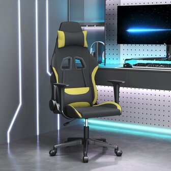Massage gamestoel stof zwart en lichtgroen 1