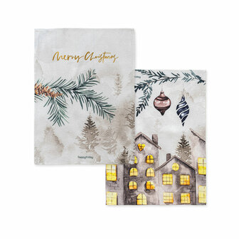 Keukendoek HappyFriday XMAS Multicolour 70 x 50 cm 15 x 1 x 38 cm (2 Onderdelen) 2