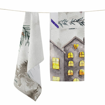 Keukendoek HappyFriday XMAS Multicolour 70 x 50 cm 15 x 1 x 38 cm (2 Onderdelen) 5