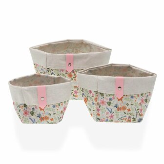 Mandenset Versa Textiel Blommor 14 x 14 x 14 cm 1