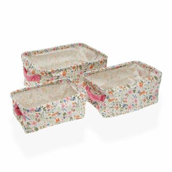 Mandenset Versa Textiel Blommor 18 x 14 x 28 cm 1