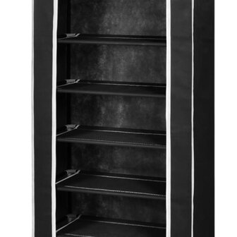 Schoenenkast met hoes 57x29x162 stof zwart 6