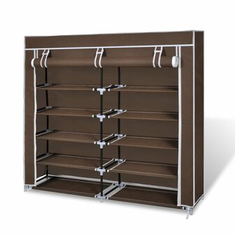Schoenenkast met hoes 115x28x110 stof bruin  1