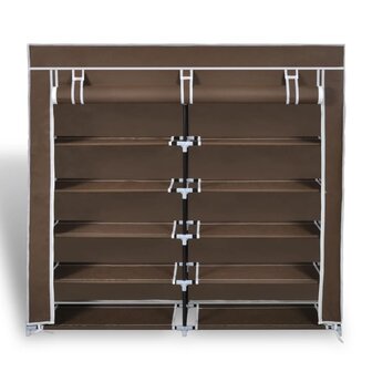 Schoenenkast met hoes 115x28x110 stof bruin  2