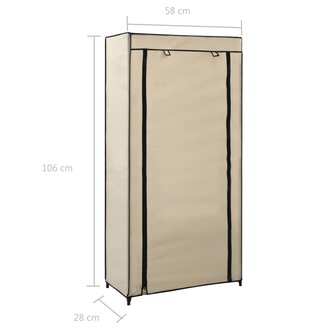 Schoenenkast met hoes 58x28x106 cm stof cr&egrave;me 7