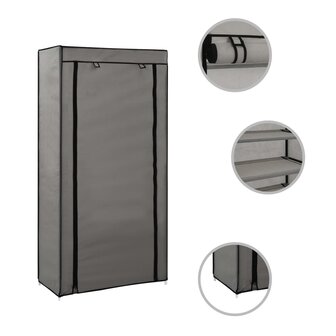 Schoenenkast met hoes 58x28x106 cm stof grijs 2