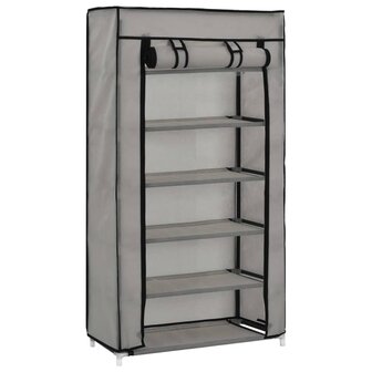 Schoenenkast met hoes 58x28x106 cm stof grijs 3