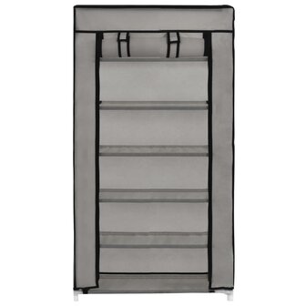 Schoenenkast met hoes 58x28x106 cm stof grijs 5