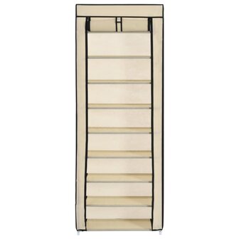 Schoenenkast met hoes 57x29x162 cm stof cr&egrave;me 2