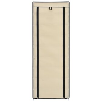 Schoenenkast met hoes 57x29x162 cm stof cr&egrave;me 4