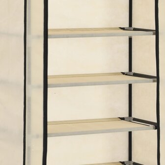 Schoenenkast met hoes 57x29x162 cm stof cr&egrave;me 5