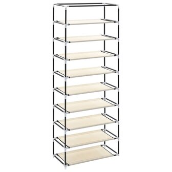 Schoenenkast met hoes 57x29x162 cm stof cr&egrave;me 7